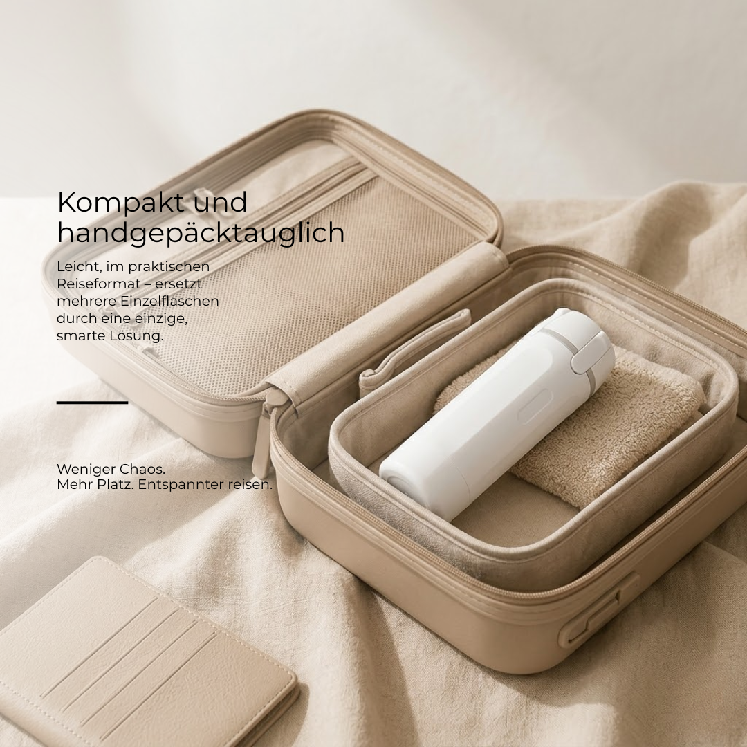 OmniPump™ | Reisen Sie leichter – Ersetzen Sie 4 Flaschen durch 1 intelligente Lösung